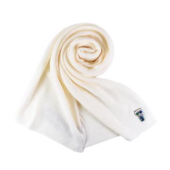 KARL LAGERFELD 金屬Q版老佛爺羅紋針織圍巾-白色