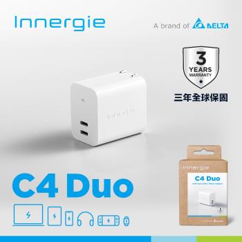 台達Innergie C4 Duo 45瓦 USB-C 雙孔萬用充電器 (摺疊版)