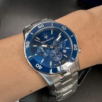 MASERATI手錶, 男錶 44mm 寶藍圓形精鋼錶殼 寶藍色三眼, 中三針顯示, 運動, 可旋轉錶面款 R8873600002