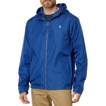 US Polo 2024男時尚襯裡鈷藍色連帽拉鍊款夾克