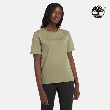 Timberland 女款灰綠色Logo休閒短袖T恤|A6AZP590