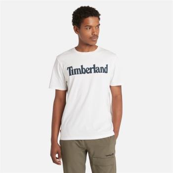 Timberland 男款白色Logo印花有機棉短袖T恤|A6DN3100