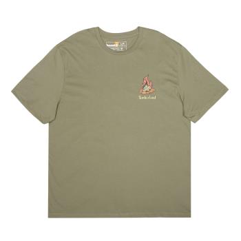Timberland 中性款灰綠色背面印花短袖T恤|A63D9590