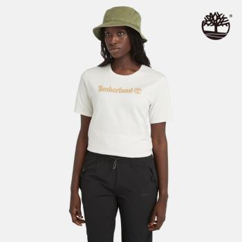 Timberland 女款復古白Logo休閒短袖T恤|A6AZPCM9