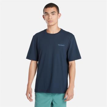 Timberland 男款深寶石藍Logo休閒短袖T恤|A2QB7433