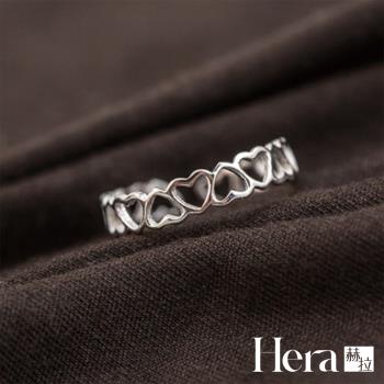 【Hera 赫拉】精鍍銀鏤空愛心開口戒指尾戒關節戒 H111030107