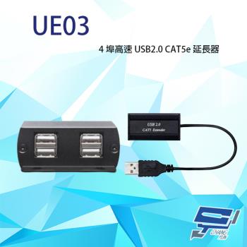 [昌運科技] UE03 4埠高速 USB2.0 CAT5e 延長器 最遠距離達50-90M 隨插即用