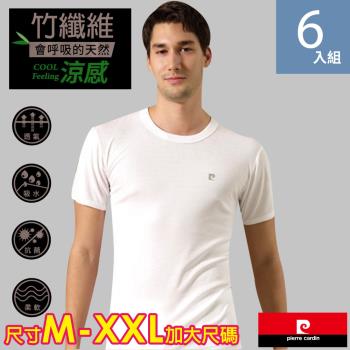Pierre Cardin 皮爾卡登 竹纖維涼感抗菌圓領短袖衫-6件組(尺寸M-XXL加大尺碼)
