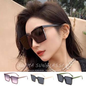 【SINYA】抗UV太陽眼鏡 韓版個性ins墨鏡 平面式方框墨鏡 高質感金屬框 抗UV400 N520