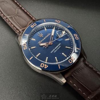MASERATI手錶, 男錶 44mm 寶藍圓形精鋼錶殼 寶藍蜂巢幾何中三針顯示, 運動, 水鬼錶面款 R8851100004