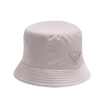【PRADA】女款 經典銀三角logo徽標 尼龍漁夫帽-淺粉色(S號、M號、L號) 1HC1372DMI F0E18