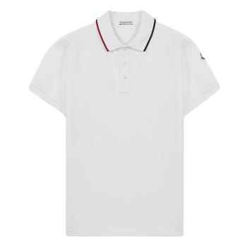 【MONCLER】男款 左臂品牌LOGO 短袖POLO衫-白色 (L號) 8A00013899US 001