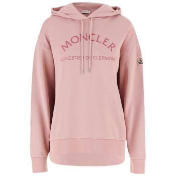 【MONCLER】秋冬新款 女款 品牌英文名&amp;左臂品牌LOGO 長袖帽T-粉色 (S號) 8G00055899U5 501