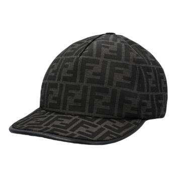 【FENDI】秋冬新款 FF 品牌LOGO 緹花棒球帽-黑色/灰色 FXQ768ALHE F1ED9