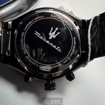 MASERATI手錶, 男錶 46mm 黑十邊形精鋼錶殼 寶藍機械鏤空三眼, 鏤空, 中三針顯示錶面款 R8873642012