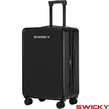 【SWICKY】24吋窄邊框時尚框箱/行李箱/旅行箱/託運箱(玄青黑)