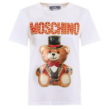 【MOSCHINO】泰迪熊圓領 寬鬆版型 短袖T恤-白色 (XS號) V07020540 3001