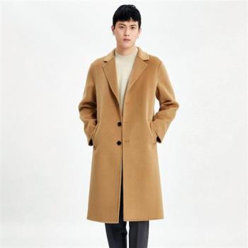 【米蘭精品】羊毛大衣毛呢外套-西裝領長版雙面呢男外套3色74hn19