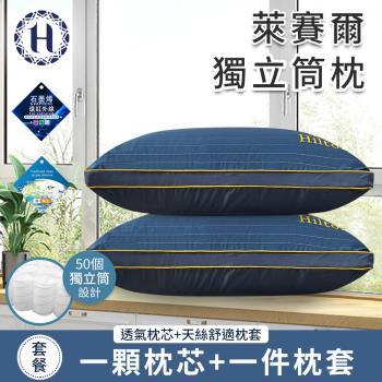 【Hilton 希爾頓】奢華幻影銀纖維石墨烯萊賽爾獨立筒枕(枕芯x1+枕套x1/枕頭/透氣枕)(B0127-B)