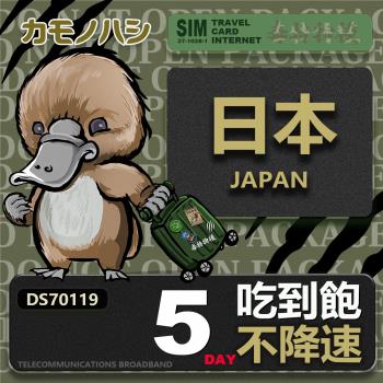 【鴨嘴獸 旅遊網卡】Travel sim日本 5天 上網卡 吃到飽 純上網 不降速網卡