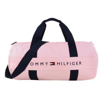 TOMMY HILFIGER - 字母標誌槓條棉質兩用大旅行袋/粉色