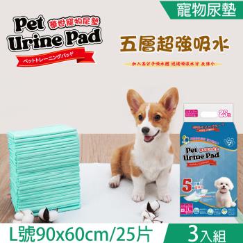枸杞家園 寵物尿布墊5層超強吸水L尺寸60x45cm-3包組超厚款寵物尿墊