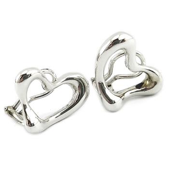 九成新！TIFFANY 925純銀-訂製款大Open Heart 夾式耳環