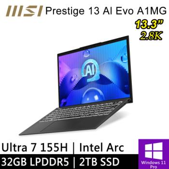 微星 Prestige 13 AI Evo A1MG-011TW-SP1 13.3吋 灰(Ultra 7 155H/32G /2T/W11P)特仕筆電