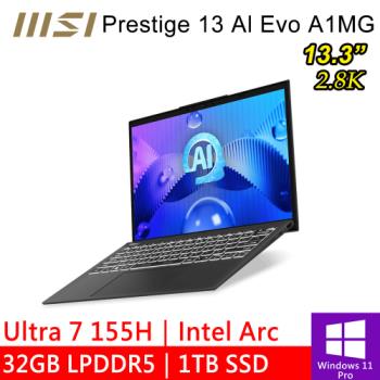 微星 Prestige 13 AI Evo A1MG-011TW 13.3吋 灰(Ultra 7 155H/32G/1TB PCIE/W11P)