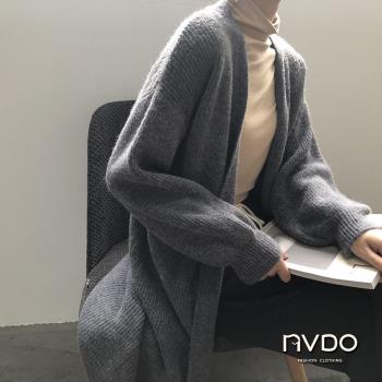 【NVDO】現貨 浪漫冬季親膚粗針織罩衫外套-杏色(罩衫外套/適合各種身型/慵懶風/F009)