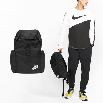 Nike 後背包 Heritage 男款 黑 白 大空間 翻蓋式 抽繩 背包 雙肩包 運動包 BA6150-010