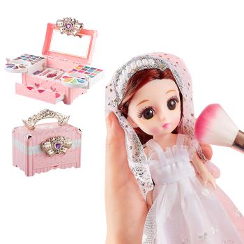 Colorland-兒童化妝品 無毒安全可水洗彩妝玩具盒 兒童化妝盒 燈光音效 豪華套裝91件套附娃娃