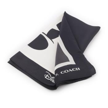 COACH x Disney 米奇眨眼圖案絲質方巾(黑色/白色) CN997 BKWT