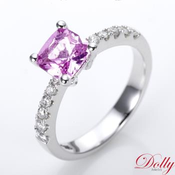 Dolly 14K金 斯里蘭卡天然粉色藍寶石1克拉鑽石戒指(005)