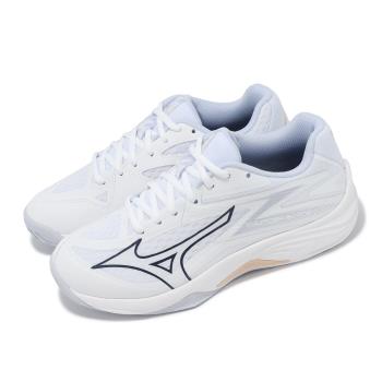 Mizuno 排球鞋 Thunder Blade Z 女鞋 白 藍 輕量 緩衝 室內運動 羽排鞋 美津濃 V1GC2370-00