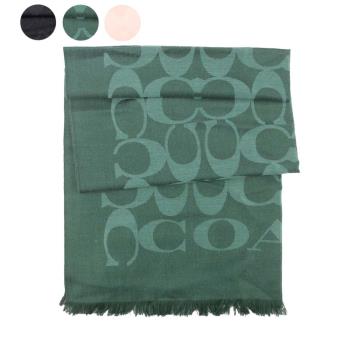 COACH 滿版CC Logo 及素色羊毛混絲雙面可用圍巾(任選) CB700