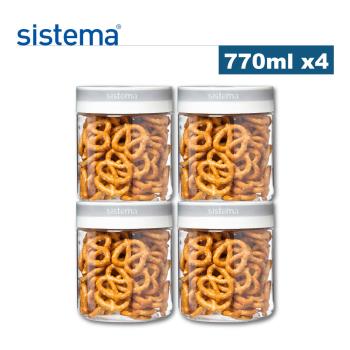 【紐西蘭SISTEMA】TRITAN系列圓形旋轉密封保鮮罐770ml(4入組)(原廠總代理)
