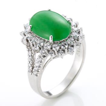 Dolly 18K金 緬甸玻璃種老坑綠A貨翡翠鑽石戒指