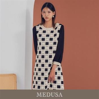 現貨【MEDUSA 曼度莎】棋盤格編織蕾絲洋裝（M-XL）｜小禮服 洋裝禮服 連身裙