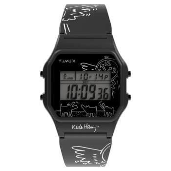 【TIMEX】天美時 T80 x Keith Haring 34 毫米普普藝術風格電子錶(黑TXTW2W25500)