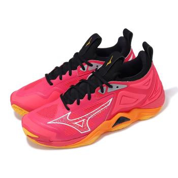 Mizuno 排球鞋 Wave Momentum 3 男鞋 紅 黃 緩衝 支撐 室內運動 羽排鞋 美津濃 V1GA2312-04