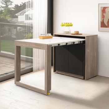 Boden-利奇2.7尺中島型餐桌+餐櫃/多功能伸縮餐桌電器櫃組合/碗盤收納置物櫃(兩色可選)