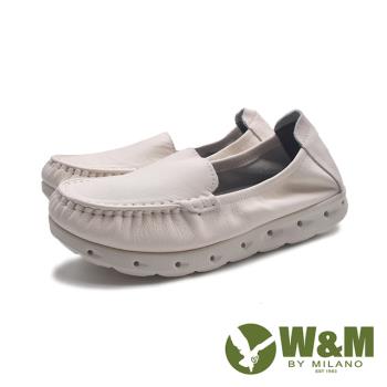 W&M(女)彈力洞洞魚骨造型底檯休閒鞋 女鞋-米白色