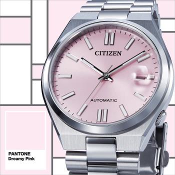 CITIZEN 星辰 PANTONE 限定款復古機械錶/夢幻粉/40mm/NJ0158-89X