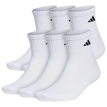 Adidas 2024男時尚美國進口厚襪白色短襪6入組
