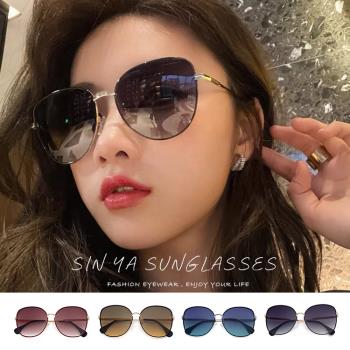 【SINYA】抗UV太陽眼鏡 歐美秘戀太陽眼鏡 時尚大框墨鏡 質感鑲鑽金屬框 抗UV400 N268
