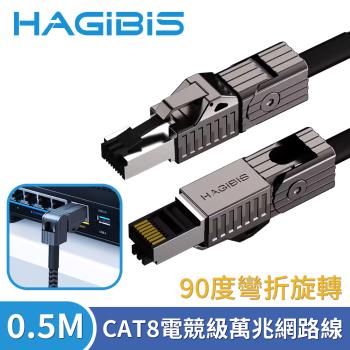 HAGiBiS海備思 90度彎折旋轉CAT8超高速電競級萬兆網路線 0.5M