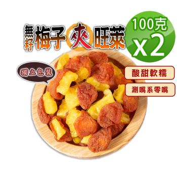 【蔘大王】無籽梅子包旺萊（100gX2）梅肉 梅餅 梅子 青梅 蜜餞 梅乾 鳳梨乾 單片包裝
