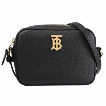 BURBERRY 8075182 品牌金屬LOGO斜背相機包.黑