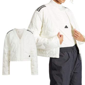 Adidas W NUGANIC INS J 女 白色 休閒 穿搭 冬季 保暖 V領 外套 IS1260